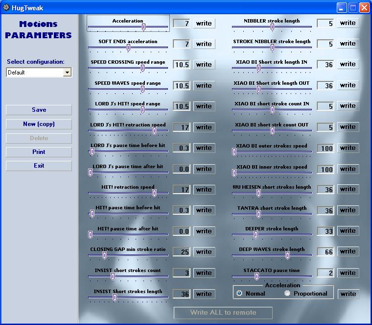Customize parameters of the HugHer fucking machine